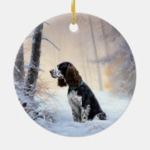 Engelse Springer Spaniel Laat het sneeuwen Kerstmi Keramisch Ornament (Achterkant)