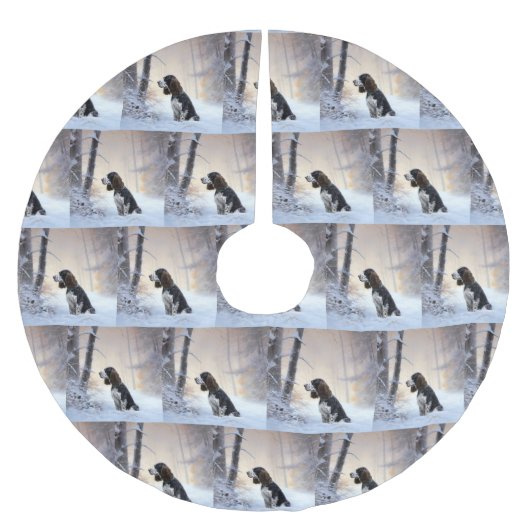 Engelse Springer Spaniel Laat het sneeuwen Kerstmi Kerstboom Rok (Voorkant)