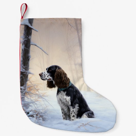 Engelse Springer Spaniel Laat het sneeuwen Kerstmi Kleine Kerstsok (Voorkant)