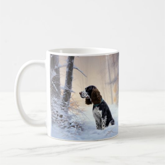 Engelse Springer Spaniel Laat het sneeuwen Kerstmi Koffiemok (Links)