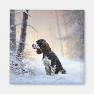 Engelse Springer Spaniel Laat het sneeuwen Kerstmi Magneet