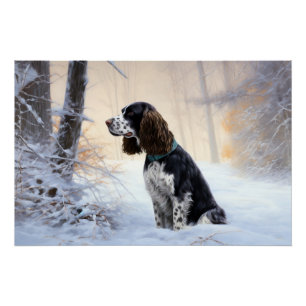 Engelse Springer Spaniel Laat het sneeuwen Kerstmi Perfect Poster