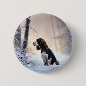 Engelse Springer Spaniel Laat het sneeuwen Kerstmi Ronde Button 5,7 Cm (Voorkant)