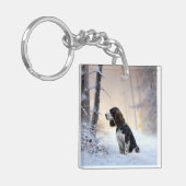 Engelse Springer Spaniel Laat het sneeuwen Kerstmi Sleutelhanger (Voorkant Links)