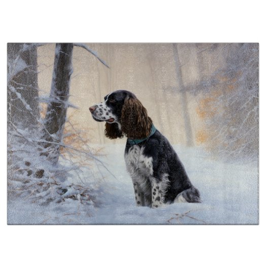 Engelse Springer Spaniel Laat het sneeuwen Kerstmi Snijplank (Voorkant)