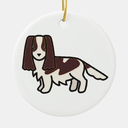 Engelse Springer Spaniel Lever en Witte cartoon Keramisch Ornament (Voorkant)