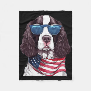 Engelse Springer Spaniel Met Usa Vlag 4 Juli Fleece Deken