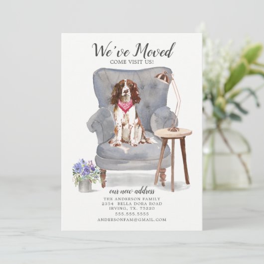 Engelse Springer Spaniel Moving Announement Aankondiging (Staand voorkant)