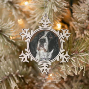 Engelse Springer Spaniel Pet Foto Tin Sneeuwvlok Ornament