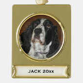 Engelse Springer Spaniel Pet Foto Verguld Banner Ornament (Voorkant)