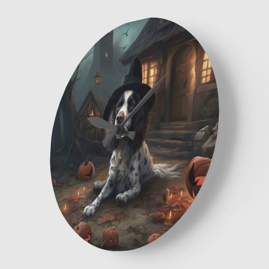 Engelse Springer Spaniel Pompoenen Halloween Scary Grote Klok (Hoek)