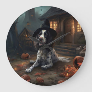 Engelse Springer Spaniel Pompoenen Halloween Scary Grote Klok