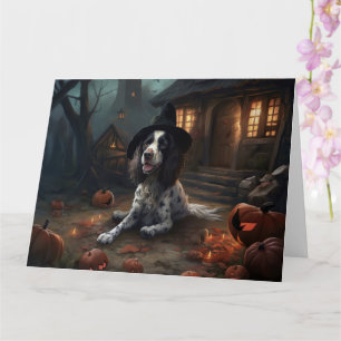 Engelse Springer Spaniel Pompoenen Halloween Scary Kaart
