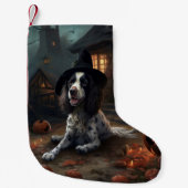 Engelse Springer Spaniel Pompoenen Halloween Scary Kleine Kerstsok (Voorkant)