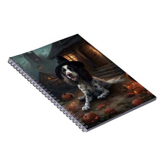 Engelse Springer Spaniel Pompoenen Halloween Scary Notitieboek (Rechterzijde)