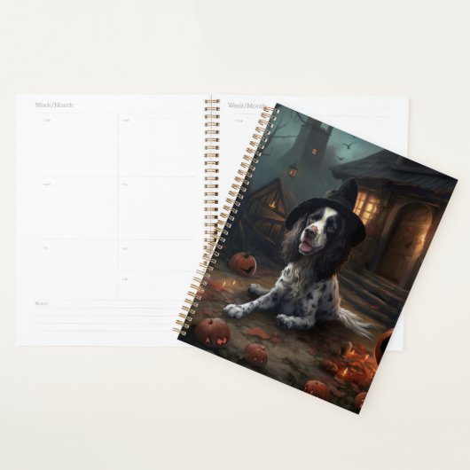 Engelse Springer Spaniel Pompoenen Halloween Scary Planner (Display)