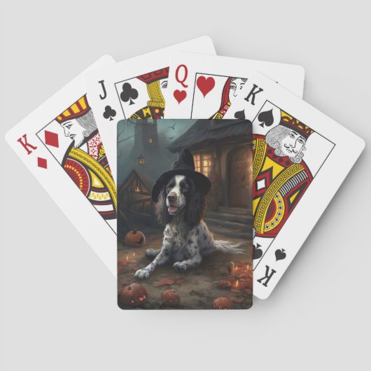 Engelse Springer Spaniel Pompoenen Halloween Scary Pokerkaarten (Achterkant)