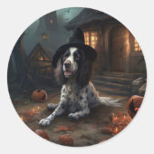 Engelse Springer Spaniel Pompoenen Halloween Scary Ronde Sticker (Voorkant)
