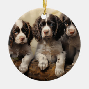 Engelse springer spaniel puppies keramisch ornament