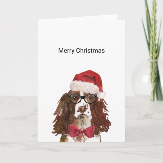 Engelse Springer Spaniel Santa kerstKaart Kaart (Voorkant)