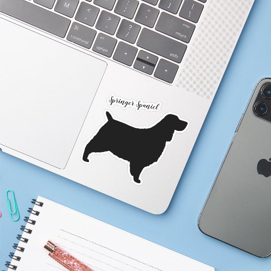 Engelse Springer Spaniel Silhouette Dog Sticker (Laptop met iPhone)