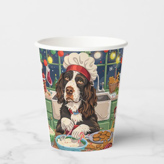 Engelse Springer Spaniel Vakantie Bakken: Feesteli Papieren Bekers (Voorkant)