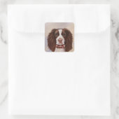 ENGELSE SPRINGER SPANIEL VIERKANTE STICKER (Tas)