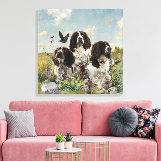 Engelse Springer Spaniels, kunst Canvas Afdruk (Insitu (Woonkamer))