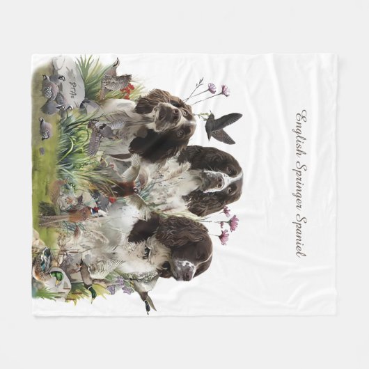 Engelse Springer Spaniels, kunst Fleece Deken (Voorkant (Horizontaal))
