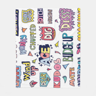Engelse straattaal woorden, doodle belettering fleece deken