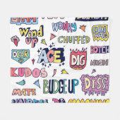 Engelse straattaal woorden, doodle belettering fleece deken (Voorkant (Horizontaal))