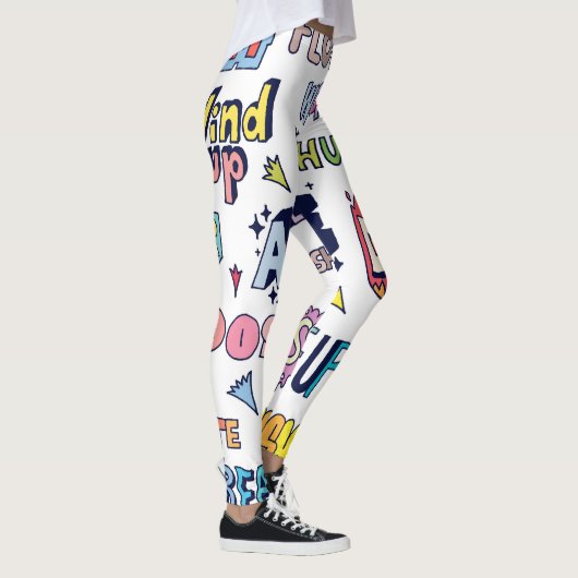 Engelse straattaal woorden, doodle belettering leggings (Rechts)