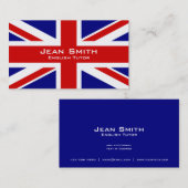Engelse taal / Engelse leraar met vlag in het vere Visitekaartje (Voorkant / Achterkant)