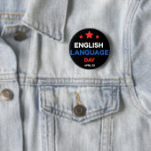 Engelse taaldag ronde button 5,7 cm (In situ)