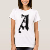 Engelse tekst Gothic Monogram letter A T-shirt (Voorkant)