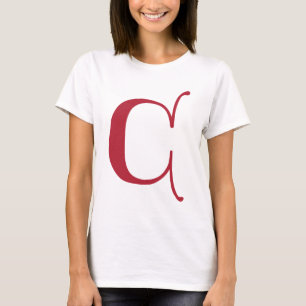 Engelse tekst Gothic Monogram letter C T-shirt