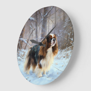 Engelse Toy Spaniel Laat het Sneeuwen Kerstmis  Grote Klok