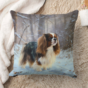 Engelse Toy Spaniel Laat het Sneeuwen Kerstmis Kussen
