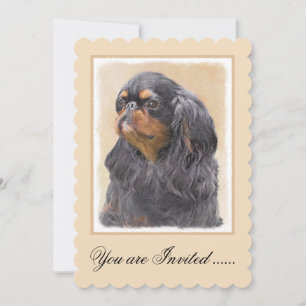 Engelse Toy Spaniel Schilderij Originele Dier Kuns Kaart