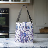 Engelse Tuin Bloemen Blauw Rococo Crossbody Tas