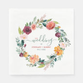 Engelse Tuin Bloemen Krans Custom Bruiloft Tekst Servet (Voorkant)