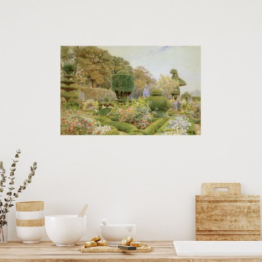 Engelse tuin, Rozen en Pinks door Elgood Poster (Keuken)