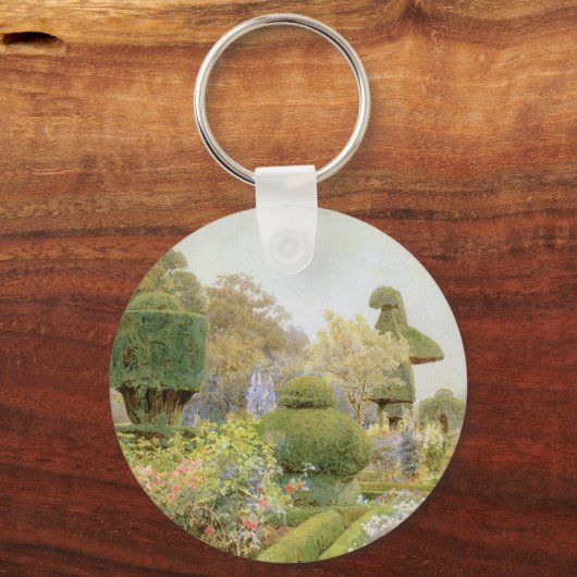 Engelse tuin, Rozen en Pinks door Elgood Sleutelhanger (Achterkant)