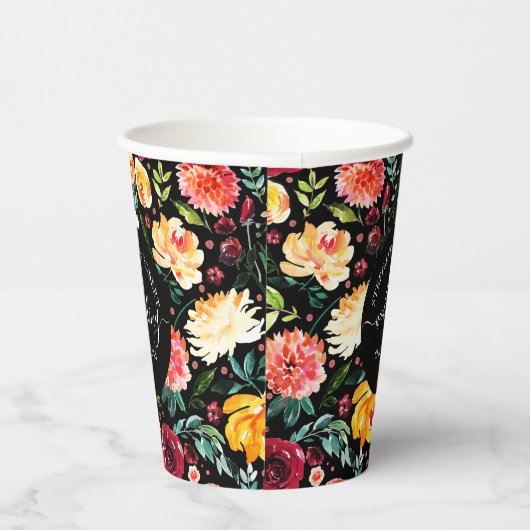 Engelse Tuin Zomer Bloemen Aangepaste Bruiloft Tek Papieren Bekers (Rechts)