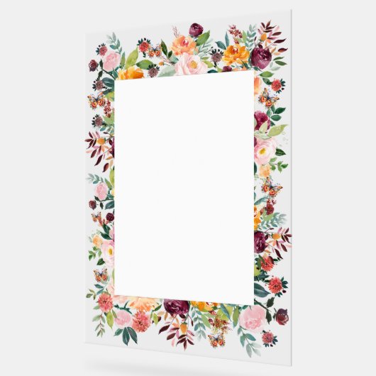 Engelse tuinbloemen lijst acryl bord (Hoek)