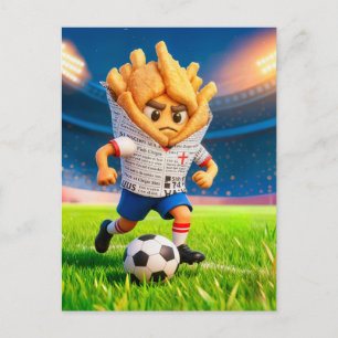 Engelse vis en frites voetbalspeler karakter briefkaart
