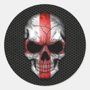 Engelse Vlag Skull op Steel Mesh Graphic Ronde Sticker