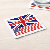 Engelse vlag van British Union Vierkante Kartonnen Onderzetter (Schuin)