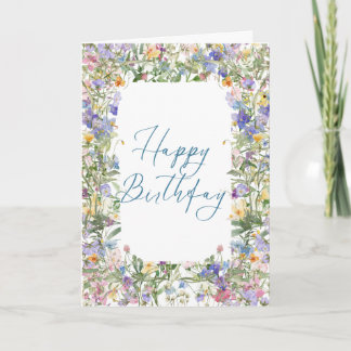 Engelse wilde weide Bloemen Verjaardagskaart Bedankkaart