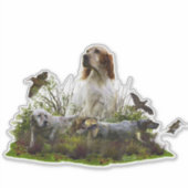 Engelse zetter met fazanten, art sticker (Voorkant)